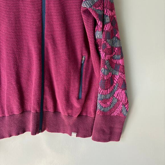 TITLE NINE Women's Medium Cranberry Zip Knit Cotton Blend Soft Gorpcore Outdoors - Picture 14 of 15